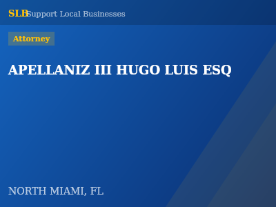 APELLANIZ III HUGO LUIS ESQ — Attorney in NORTH MIAMI, FL