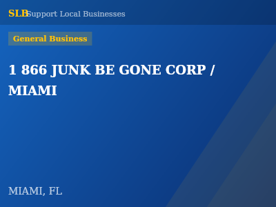 1 866 JUNK BE GONE CORP / MIAMI — General Business in MIAMI, FL