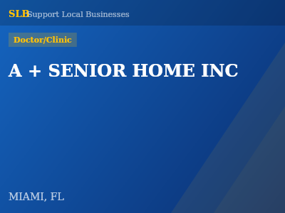 A + SENIOR HOME INC — Doctor/Clinic in MIAMI, FL