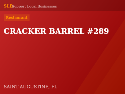 CRACKER BARREL #289 — Restaurant in SAINT AUGUSTINE, FL