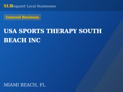 USA SPORTS THERAPY SOUTH BEACH INC — General Business in MIAMI BEACH, FL