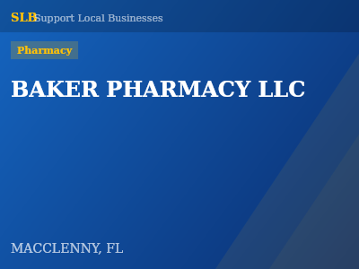 BAKER PHARMACY LLC — Pharmacy in MACCLENNY, FL
