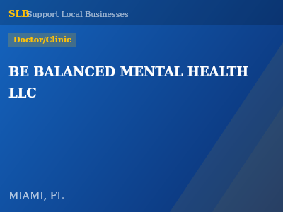 BE BALANCED MENTAL HEALTH LLC — Doctor/Clinic in MIAMI, FL