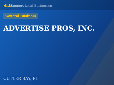 ADVERTISE PROS, INC. — General Business in CUTLER BAY, FL