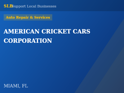 AMERICAN CRICKET CARS CORPORATION — Auto Repair & Services in MIAMI, FL