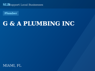 G & A PLUMBING INC — Plumber in MIAMI, FL
