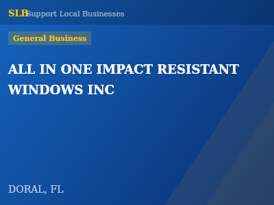 ALL IN ONE IMPACT RESISTANT WINDOWS INC — General Business in DORAL, FL