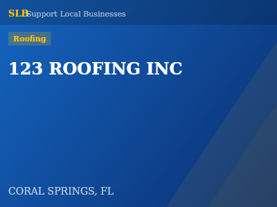 123 ROOFING INC — Roofing in CORAL SPRINGS, FL