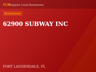 62900 SUBWAY INC — Restaurant in FORT LAUDERDALE, FL