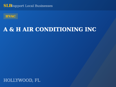 A & H AIR CONDITIONING INC — HVAC in HOLLYWOOD, FL
