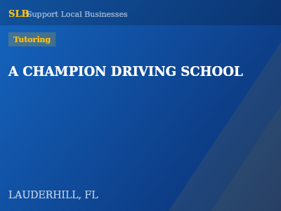 A CHAMPION DRIVING SCHOOL — Tutoring in LAUDERHILL, FL