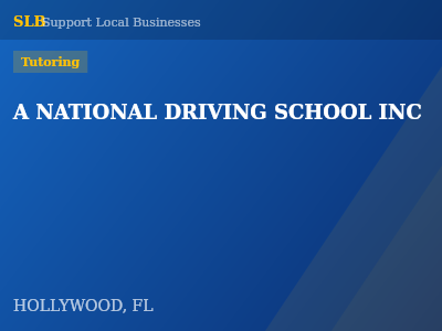 A NATIONAL DRIVING SCHOOL INC — Tutoring in HOLLYWOOD, FL