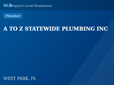 A TO Z STATEWIDE PLUMBING INC — Plumber in WEST PARK, FL