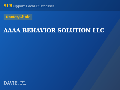 AAAA BEHAVIOR SOLUTION LLC — Doctor/Clinic in DAVIE, FL