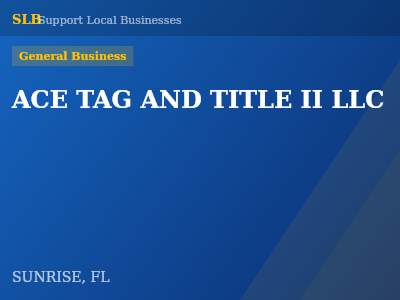 ACE TAG AND TITLE II LLC — General Business in SUNRISE, FL