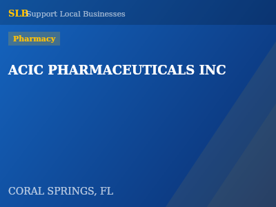 ACIC PHARMACEUTICALS INC — Pharmacy in CORAL SPRINGS, FL