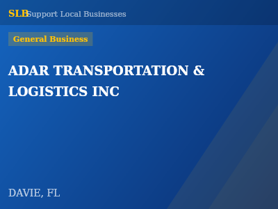 ADAR TRANSPORTATION & LOGISTICS INC — General Business in DAVIE, FL