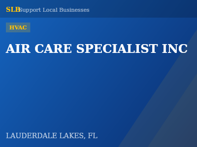 AIR CARE SPECIALIST INC — HVAC in LAUDERDALE LAKES, FL