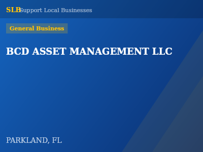 BCD ASSET MANAGEMENT LLC — General Business in PARKLAND, FL