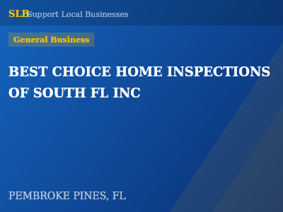 BEST CHOICE HOME INSPECTIONS OF SOUTH FL INC — General Business in PEMBROKE PINES, FL