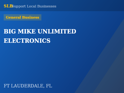 BIG MIKE UNLIMITED ELECTRONICS — General Business in FT LAUDERDALE, FL