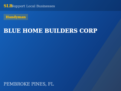 BLUE HOME BUILDERS CORP — Handyman in PEMBROKE PINES, FL