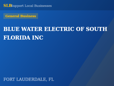 BLUE WATER ELECTRIC OF SOUTH FLORIDA INC — General Business in FORT LAUDERDALE, FL
