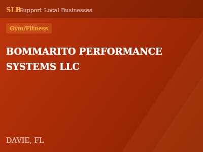 BOMMARITO PERFORMANCE SYSTEMS LLC — Gym/Fitness in DAVIE, FL