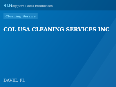 COL USA CLEANING SERVICES INC — Cleaning Service in DAVIE, FL