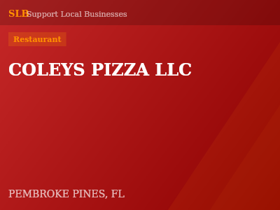COLEYS PIZZA LLC — Restaurant in PEMBROKE PINES, FL