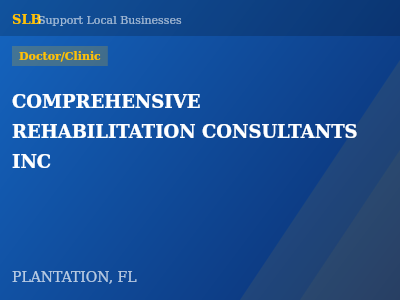 COMPREHENSIVE REHABILITATION CONSULTANTS INC — Doctor/Clinic in PLANTATION, FL