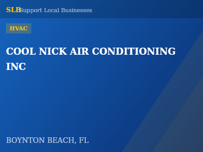 COOL NICK AIR CONDITIONING INC — HVAC in BOYNTON BEACH, FL