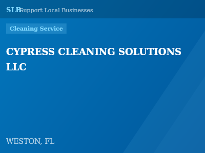 CYPRESS CLEANING SOLUTIONS LLC — Cleaning Service in WESTON, FL