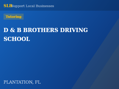 D & B BROTHERS DRIVING SCHOOL — Tutoring in PLANTATION, FL
