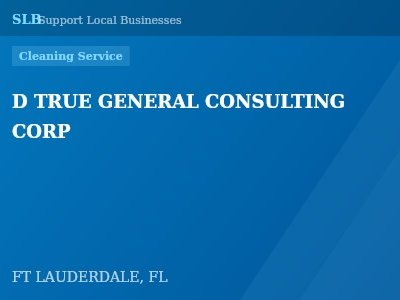 D TRUE GENERAL CONSULTING CORP — Cleaning Service in FT LAUDERDALE, FL
