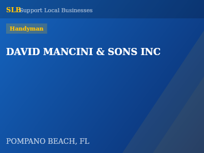 DAVID MANCINI & SONS INC — Handyman in POMPANO BEACH, FL