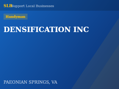 DENSIFICATION INC — Handyman in PAEONIAN SPRINGS, VA