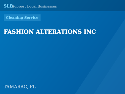 FASHION ALTERATIONS INC — Cleaning Service in TAMARAC, FL