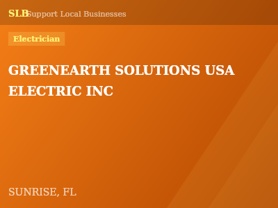 GREENEARTH SOLUTIONS USA ELECTRIC INC — Electrician in SUNRISE, FL