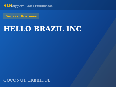 HELLO BRAZIL INC — General Business in COCONUT CREEK, FL