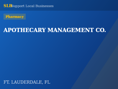 APOTHECARY MANAGEMENT CO. — Pharmacy in FT. LAUDERDALE, FL