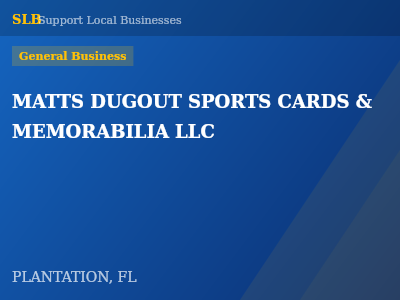 MATTS DUGOUT SPORTS CARDS & MEMORABILIA LLC — General Business in PLANTATION, FL