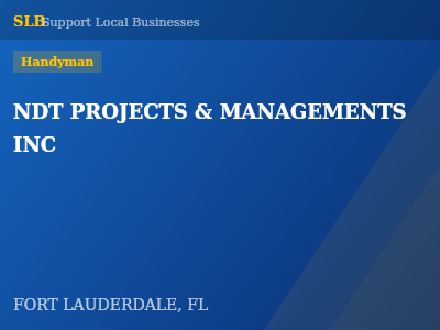 NDT PROJECTS & MANAGEMENTS INC — Handyman in FORT LAUDERDALE, FL