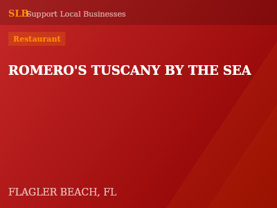 ROMERO'S TUSCANY BY THE SEA — Restaurant in FLAGLER BEACH, FL