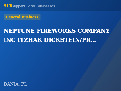 NEPTUNE FIREWORKS COMPANY INC ITZHAK DICKSTEIN/PRES — General Business in DANIA, FL