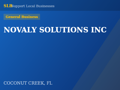 NOVALY SOLUTIONS INC — General Business in COCONUT CREEK, FL