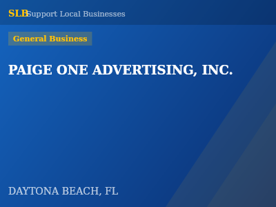 PAIGE ONE ADVERTISING, INC. — General Business in DAYTONA BEACH, FL