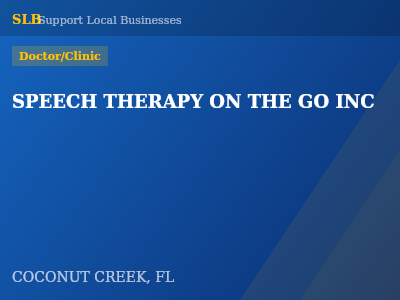 SPEECH THERAPY ON THE GO INC — Doctor/Clinic in COCONUT CREEK, FL