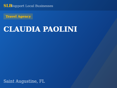 CLAUDIA PAOLINI — Travel Agency in Saint Augustine, FL