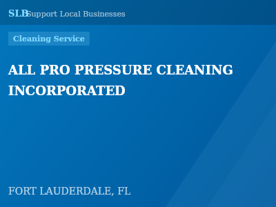 ALL PRO PRESSURE CLEANING INCORPORATED — Cleaning Service in FORT LAUDERDALE, FL